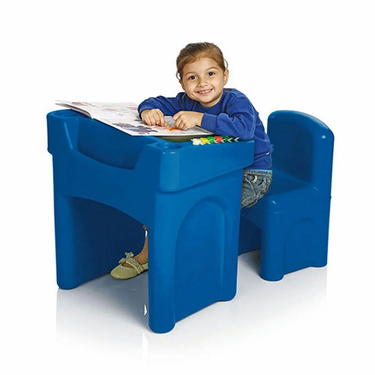 Ok Play Little Master Blue Chair & Table Set For Kids, Perfect For Home And School, Blue, 2 To 4 Years 1