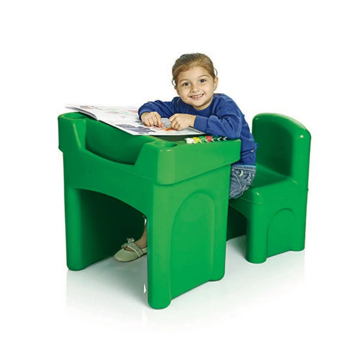Ok Play Little Master Green Chair & Table Set For Kids, Perfect For Home And School, Green, 2 To 4 Years 1