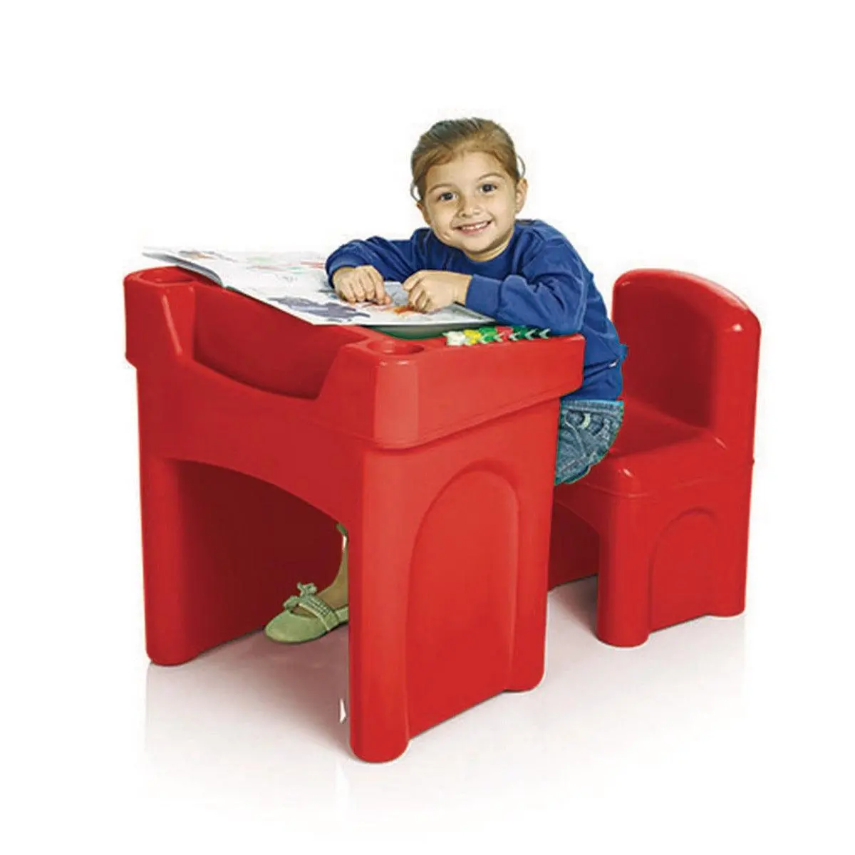 Ok Play Little Master Red Chair & Table Set For Kids, Perfect For Home And School, Red, 2 To 4 Years 1