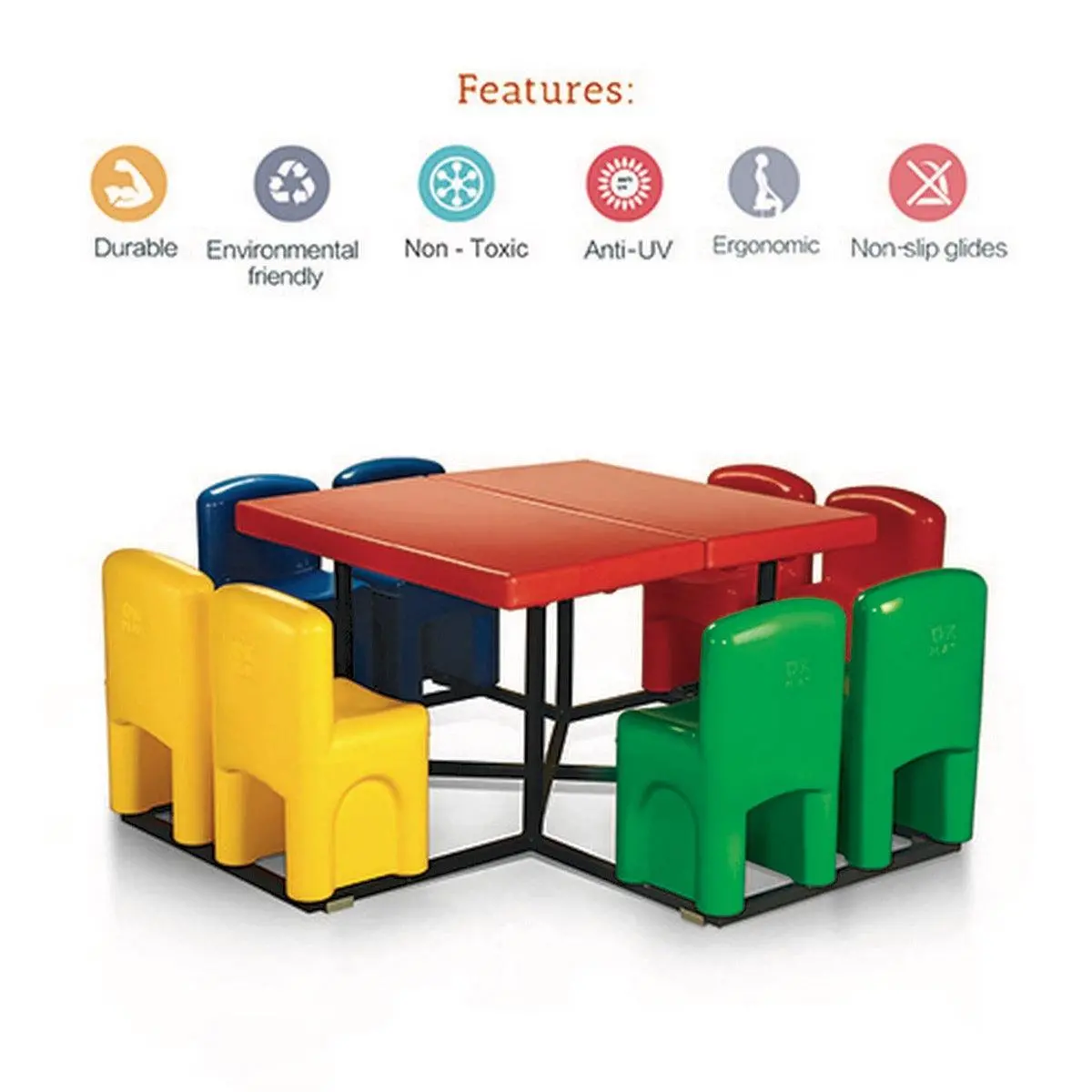 Ok Play One For All, Chair And Table, Perfect For Home And School, Red, Green, Blue & Yellow, 2 To 4 Years 2