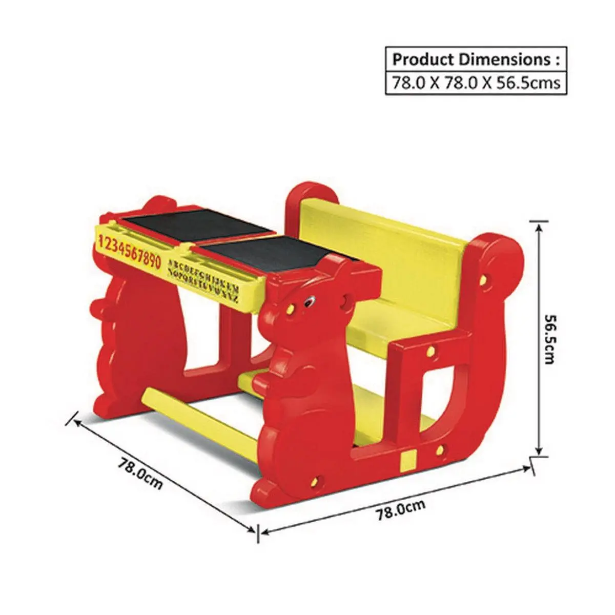Ok Play Play Pet Double, Chair Desk Set For Kids, Perfect For Home And School, Red & Yellow, 2 To 4 Years 2