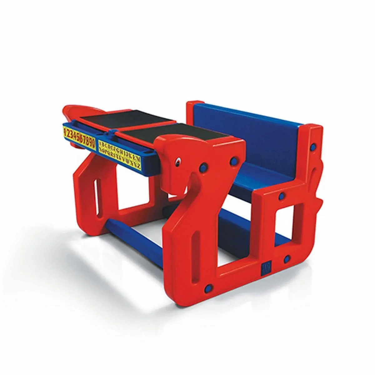 Ok Play Pony Double Chair Desk Set For Kids, Perfect For Home And School, Red/Blue, 2 To 4 Years 1