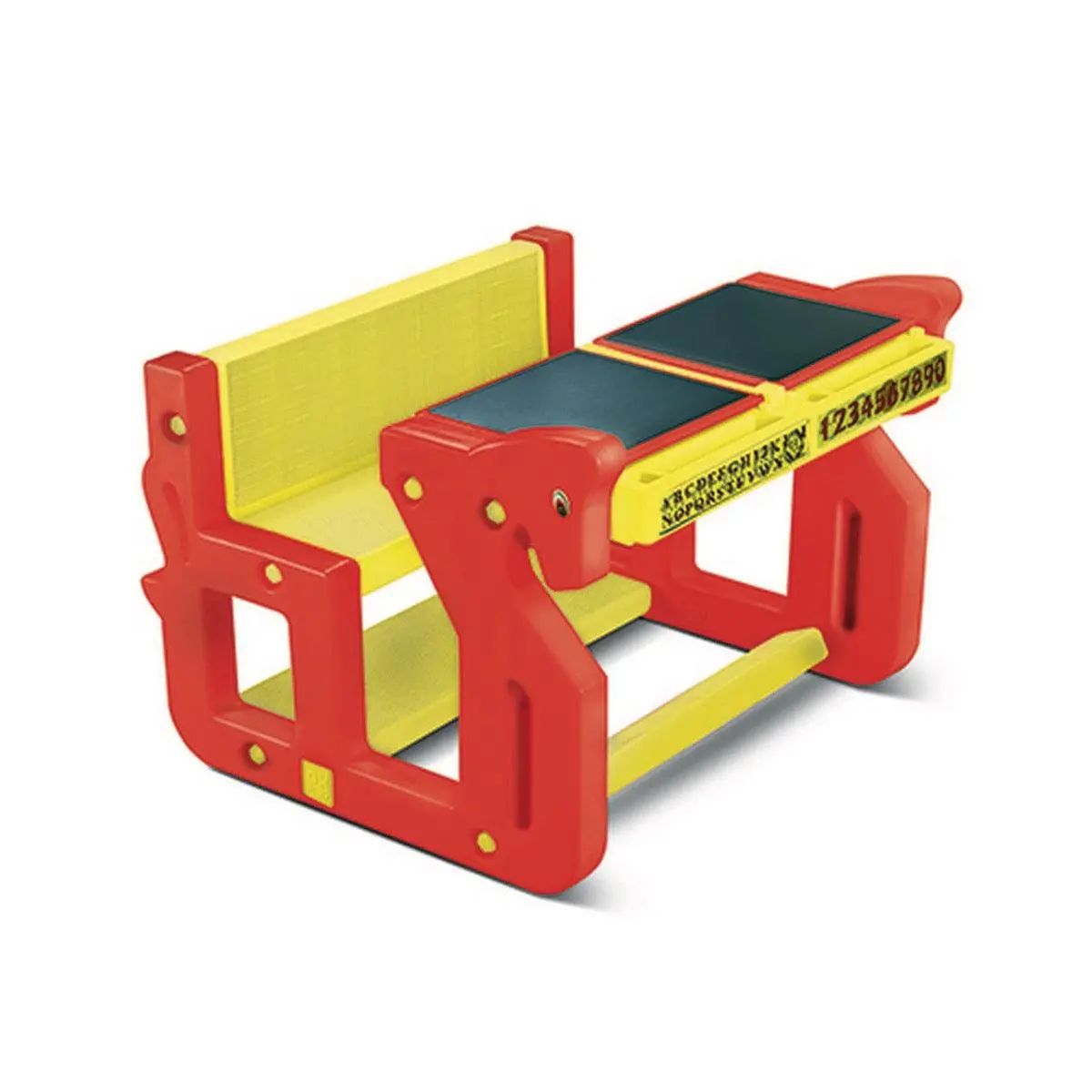 Ok Play Pony Double Chair Desk Set For Kids, Perfect For Home And School, Red/Yellow, 2 To 4 Years 1