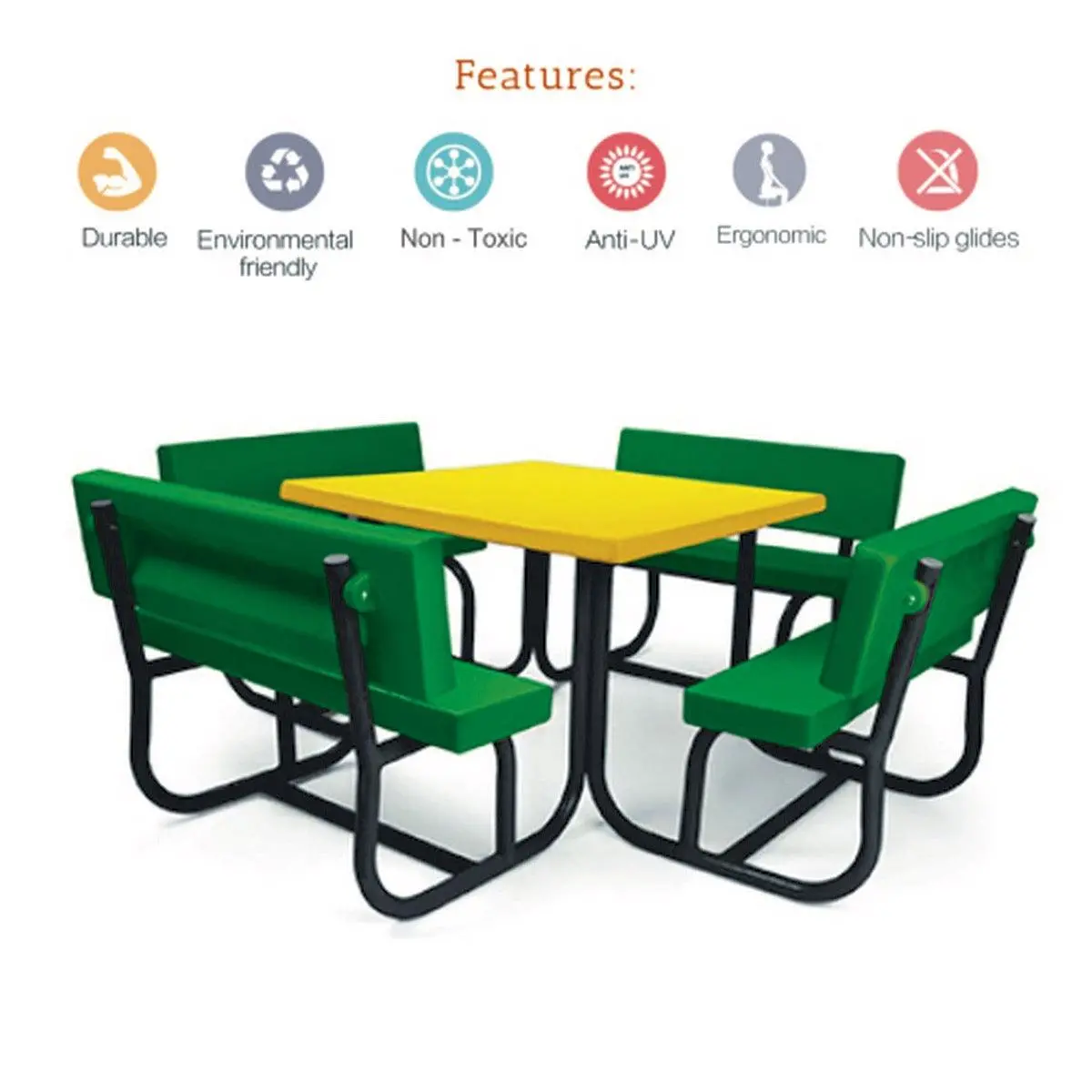 Ok Play Senior Coucil, Desk‚ Chair For 8 Childrens, Study Table Perfect For Home And School, Green & Yellow, 5 To 10 Years 2