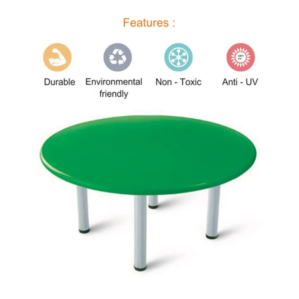 Ok Play Round Table For Kids, Round And Smooth Edges For The Safety, Perfect For Home And School, Green, 2 To 4 Years 2