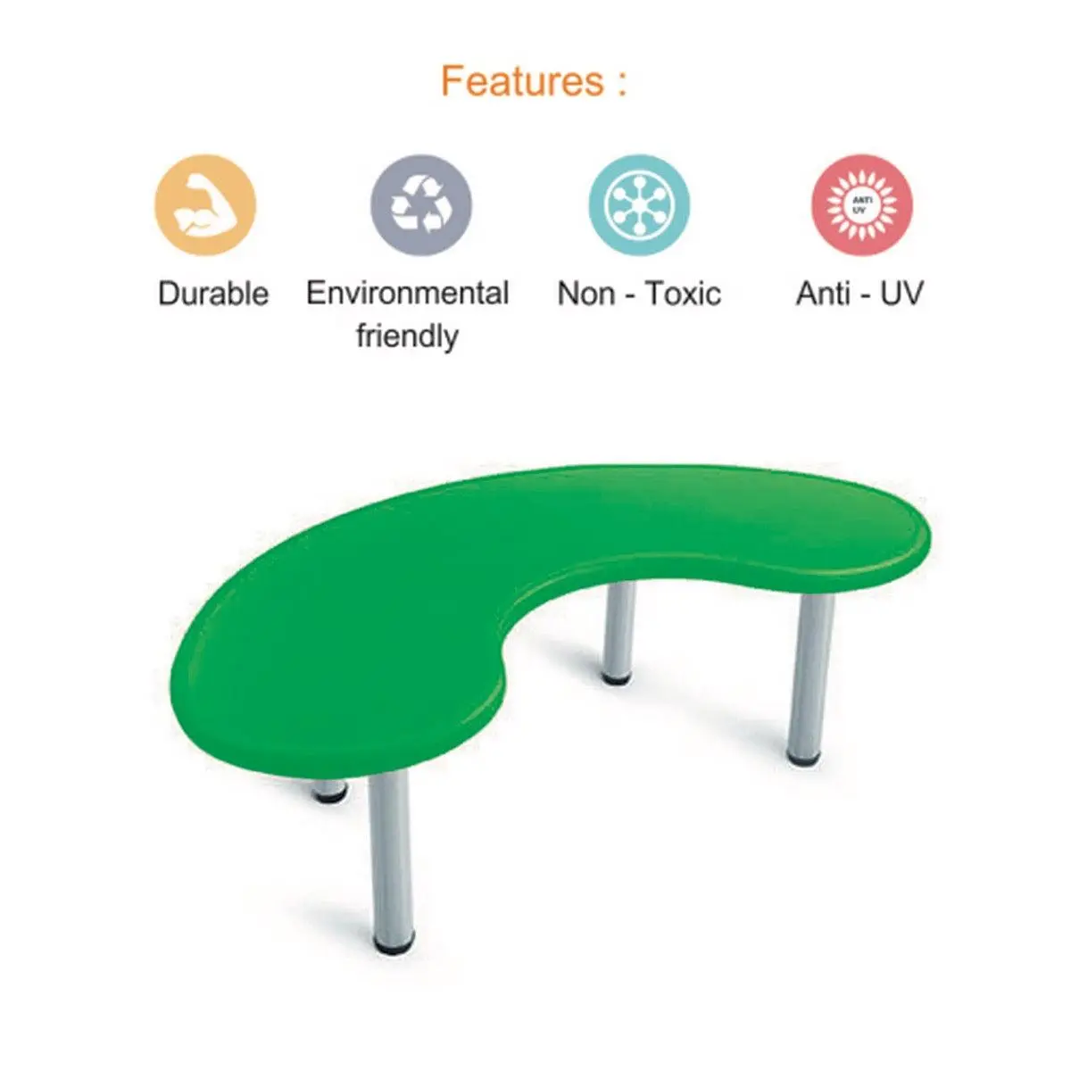 Ok Play Moon Desk Big, Round And Smooth Edges For Safety, Perfect For Home And School, Green, 2 To 4 Years 2
