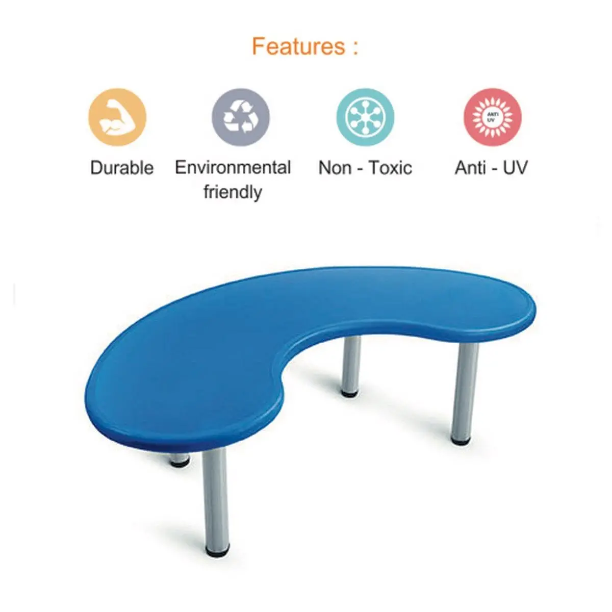 Ok Play Moon Desk Big, Round And Smooth Edges For Safety, Perfect For Home And School, Blue, 2 To 4 Years 2