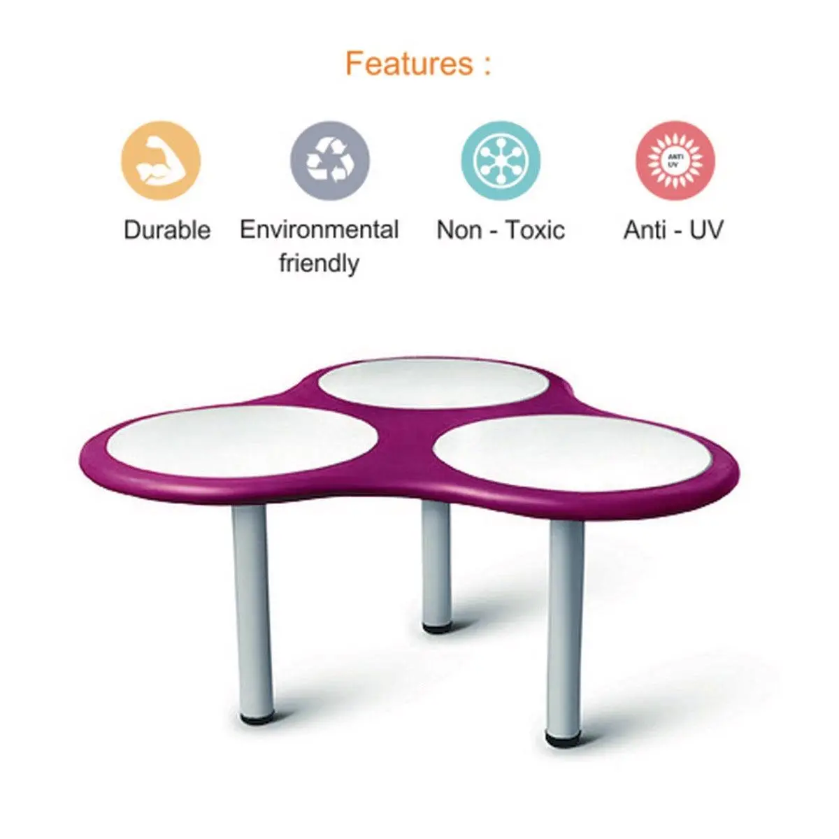 Ok Play Una Table Top, Seat 8 Kids, Perfect For Home And School, Violet 2