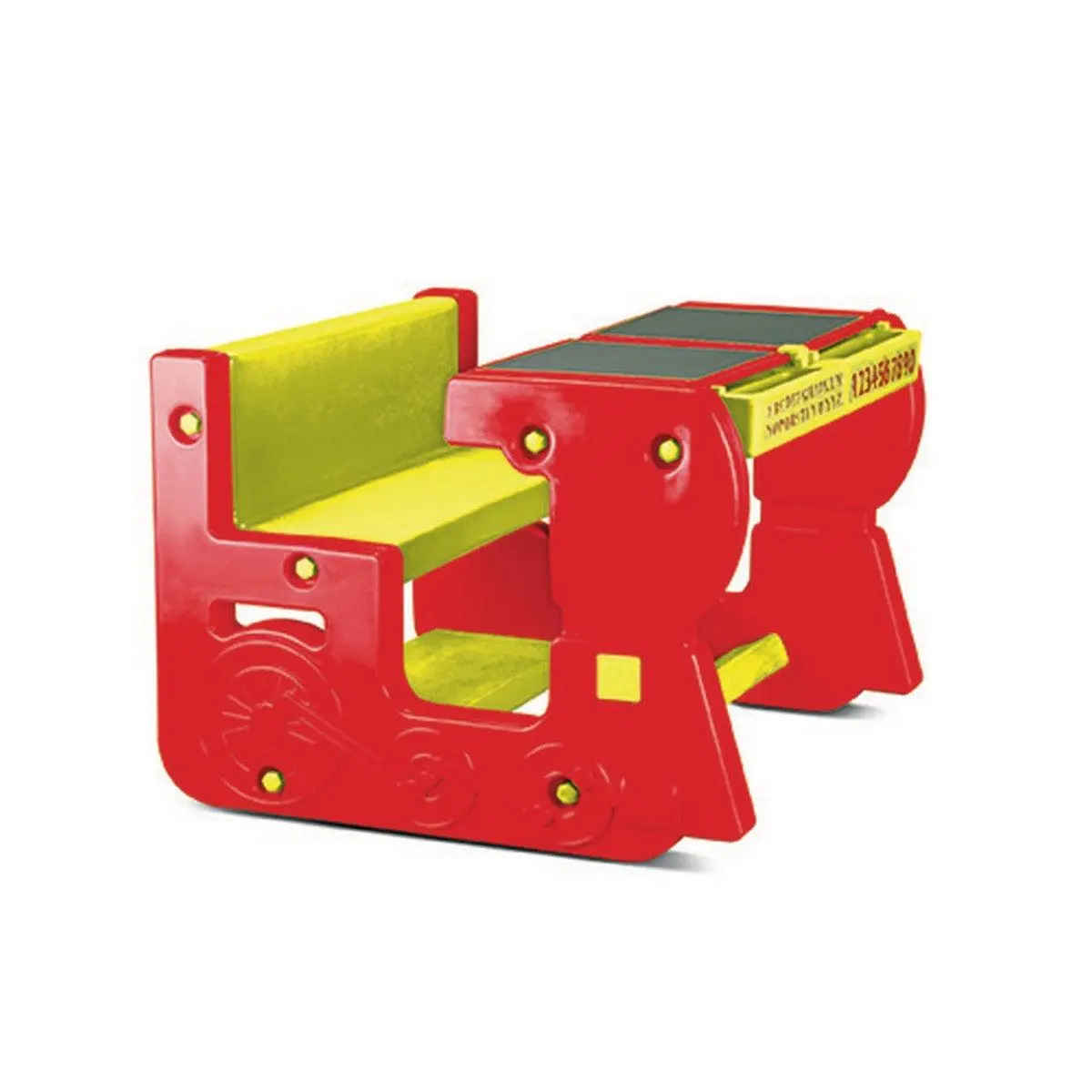 Ok Play Fun On Wheel, Double Desk N Chair Set For Kids, Perfect For Home And School, Red & Yellow, 2 To 4 Years 1