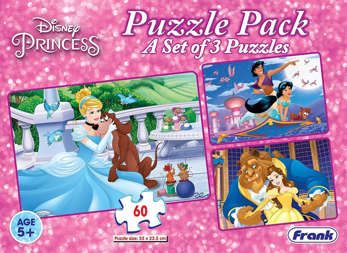 Frank Disney Princess Jigsaw Puzzle Pack- 3 Sets Of 60 Pcs 1