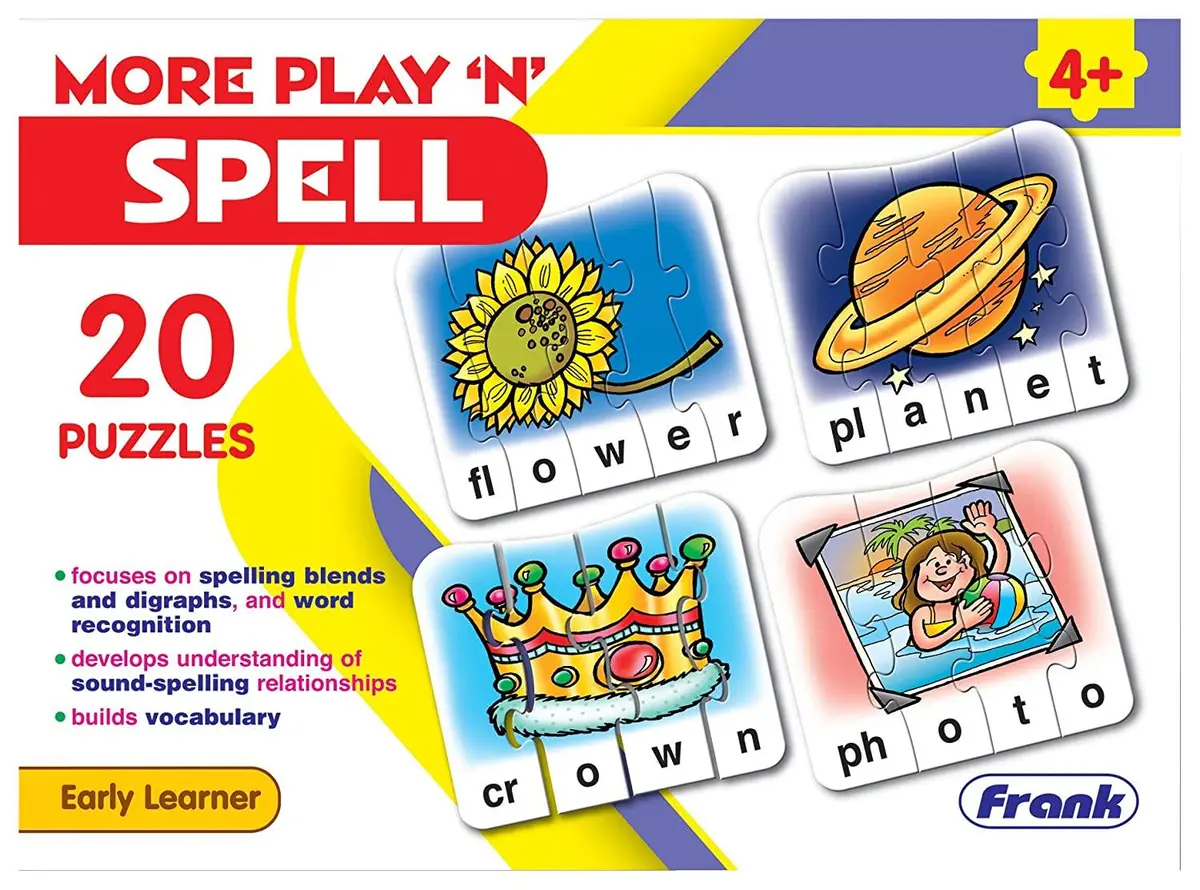 Frank More Play Spell Puzzle, 20 Self-Correcting Puzzles, Early Learner Educational Jigsaw Puzzle Sets With Images 1
