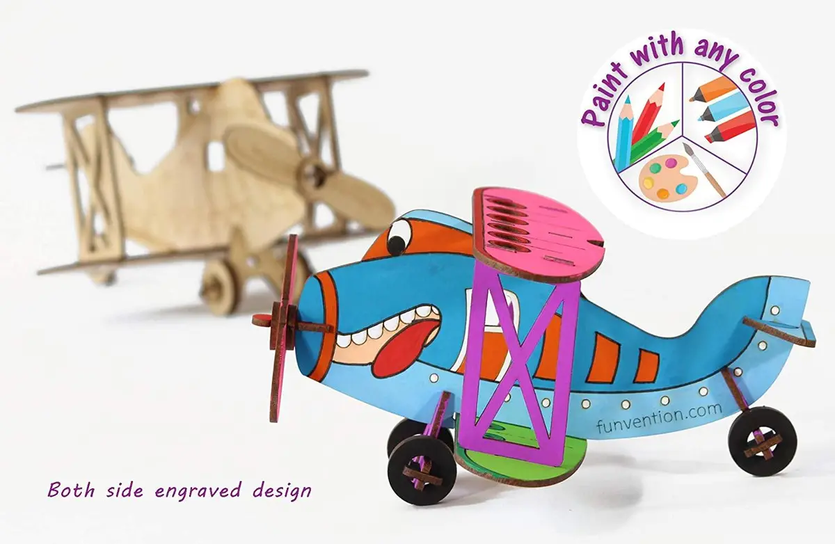 Funvention 3D Coloring Model - Bi-Plane - Diy Puzzle Toy Pen Stand Utility 2
