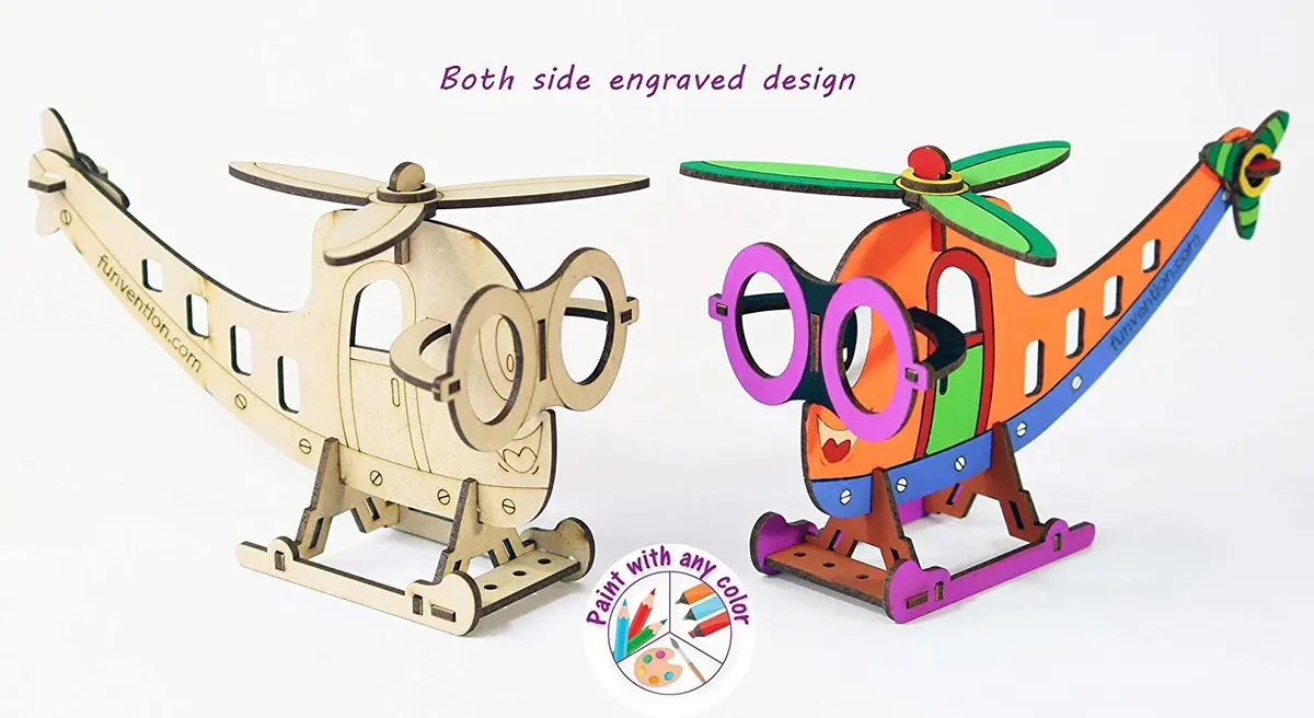 Funvention 3D Coloring Model - Helicopter - Diy Puzzle Toy Pen Stand Utility 2