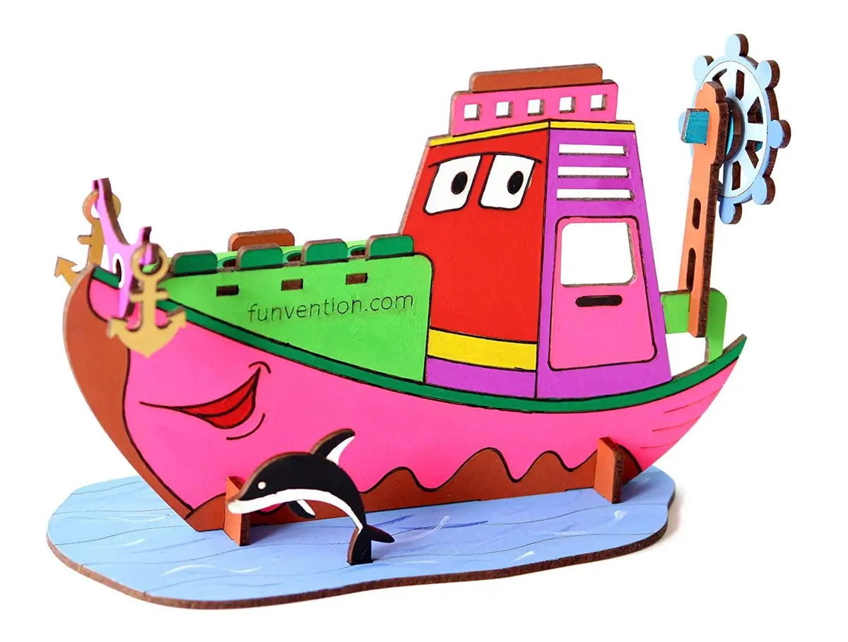Funvention 3D Coloring Model - Ship - Diy Puzzle Toy Pen Stand Utility 2