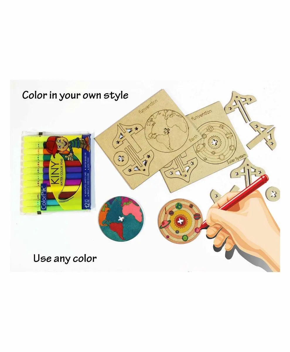 Funvention Diy Solar System & Earth Spinning Top With Free Color Pens - Multicolor 2