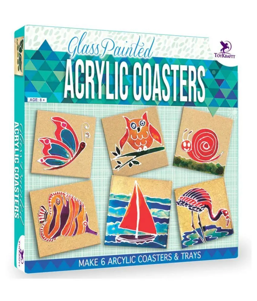 Toykraft Glass Painted Acrylic Coasters Art And Craft Activity Kit 1