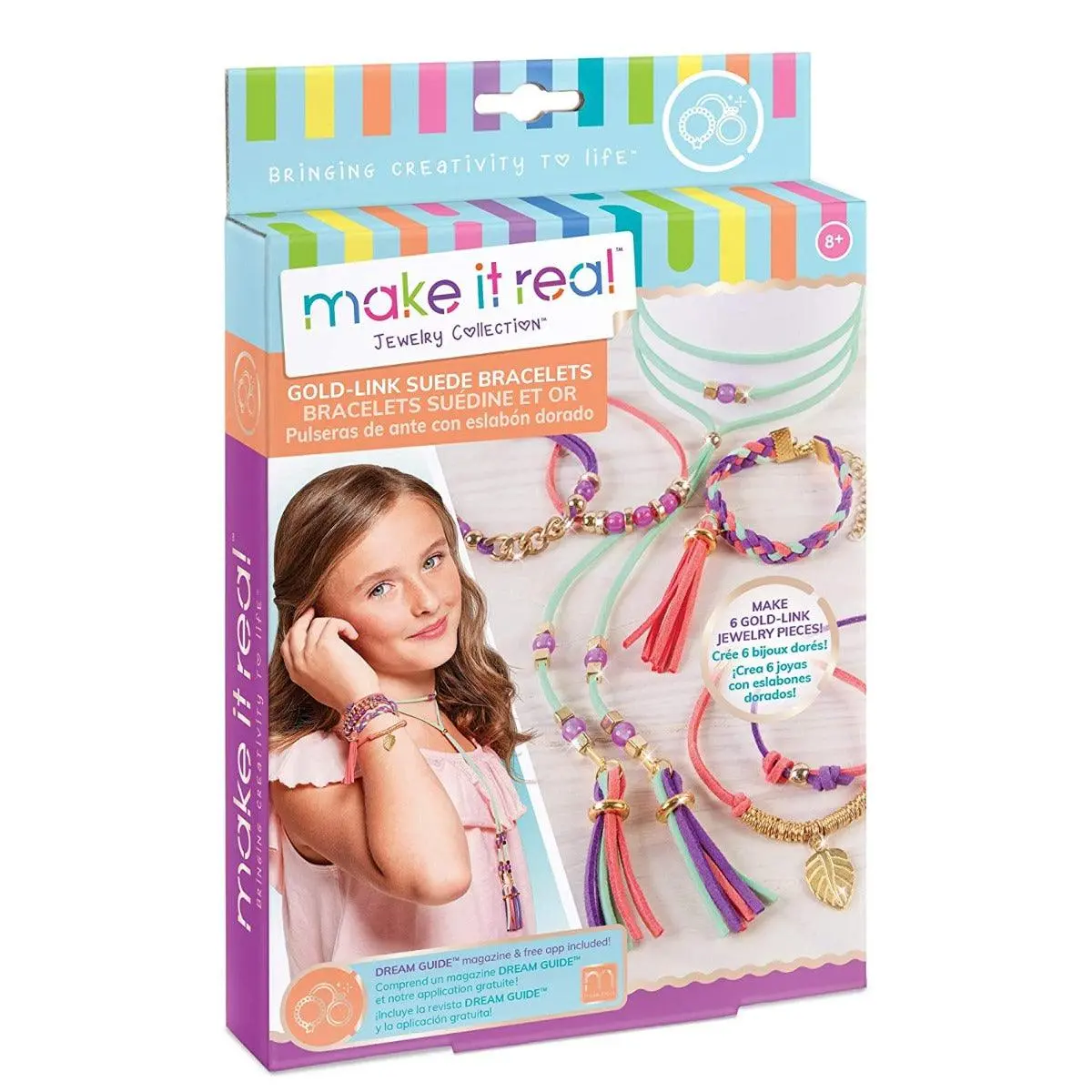 Make It Real Gold Link Suede Bracelets Multicolor 1