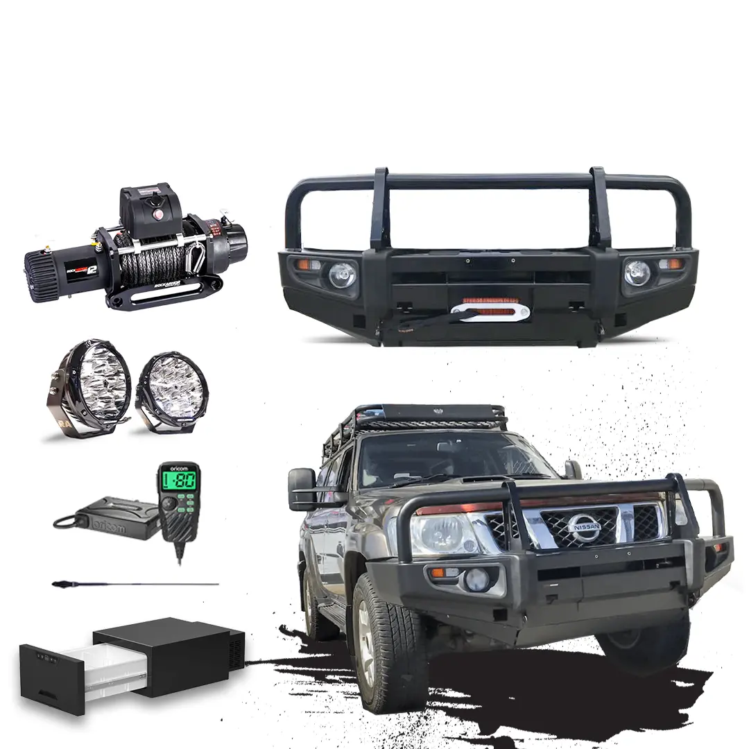 Gu Patrol Touring Pack Suits: Series 1-3 Gu Patrol - Prem Bullbar, Winch, Lights, Uhf + Free Fridge 1