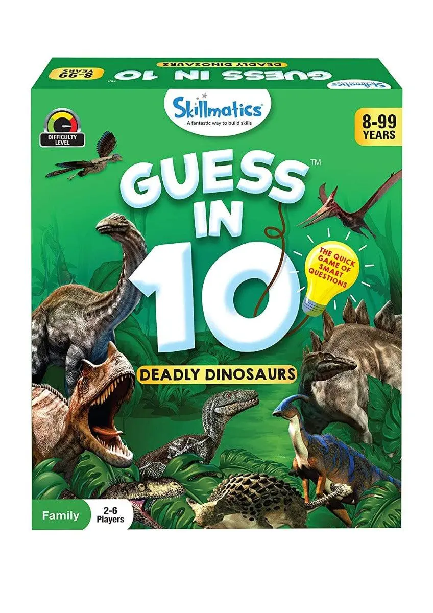 Skillmatics Deadly Dinosaurs - Guess In 10 (Ages 8-99) | Card Game Of Smart Questions | General Knowledge For Families | Gifts For Girls And Boys 1