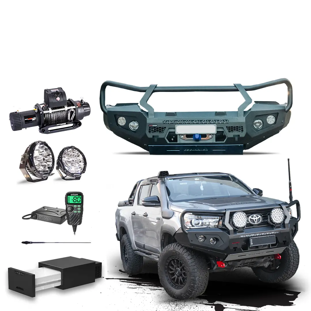 N80 Hilux Touring Pack Suits: Hilux 09/2015 - 07/2020 - Bullbar, Winch, Lights, Uhf + Free Fridge 1