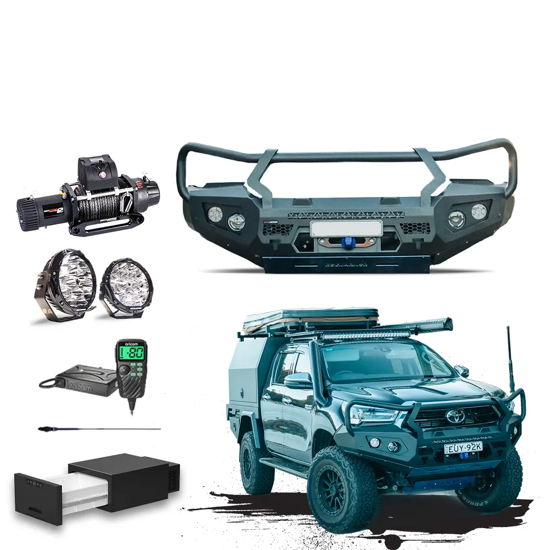 Hilux Touring Pack Suits: Hilux 08/2020 - 11/2025 - Bullbar, Winch, Lights, Uhf + Free Fridge 1