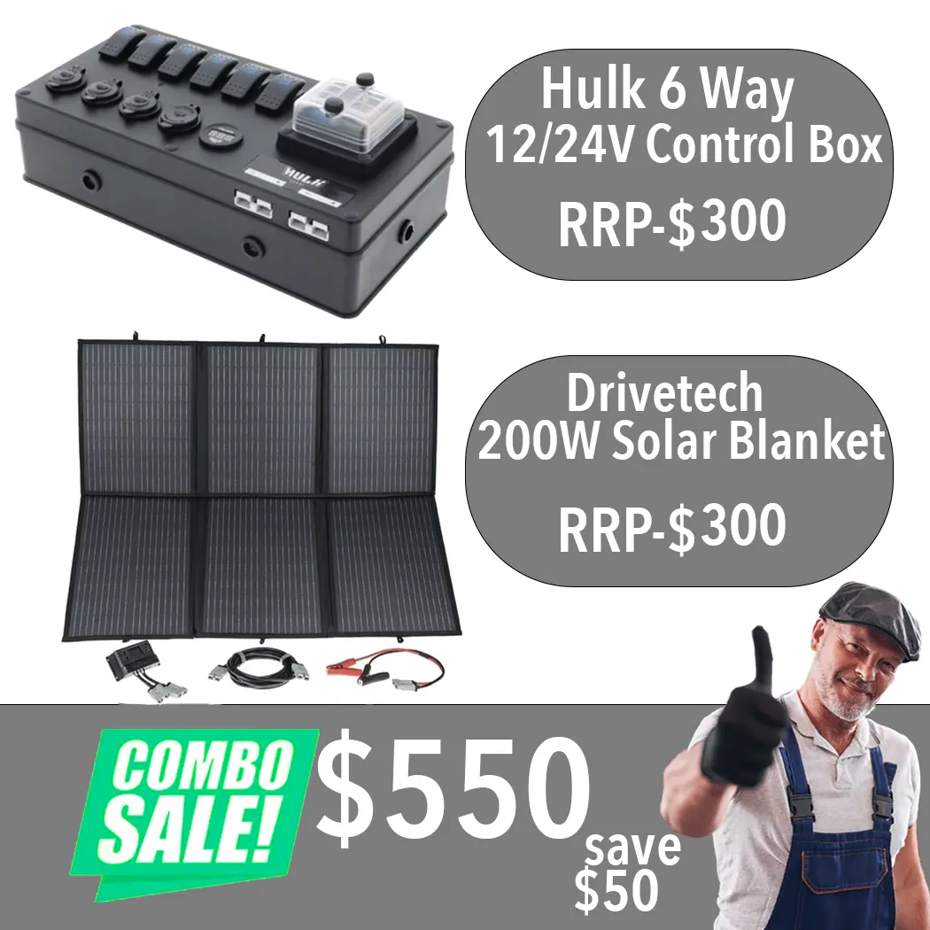 Eofys Hulk 6 Way Control Box + Drive Tech 200W Solar Blanket 1