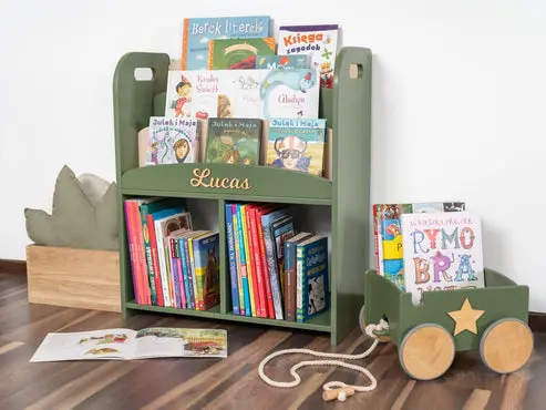 Kiddies Kingdom Montessori Bookshelf-Green Organisers For Ages 3 And Above 1