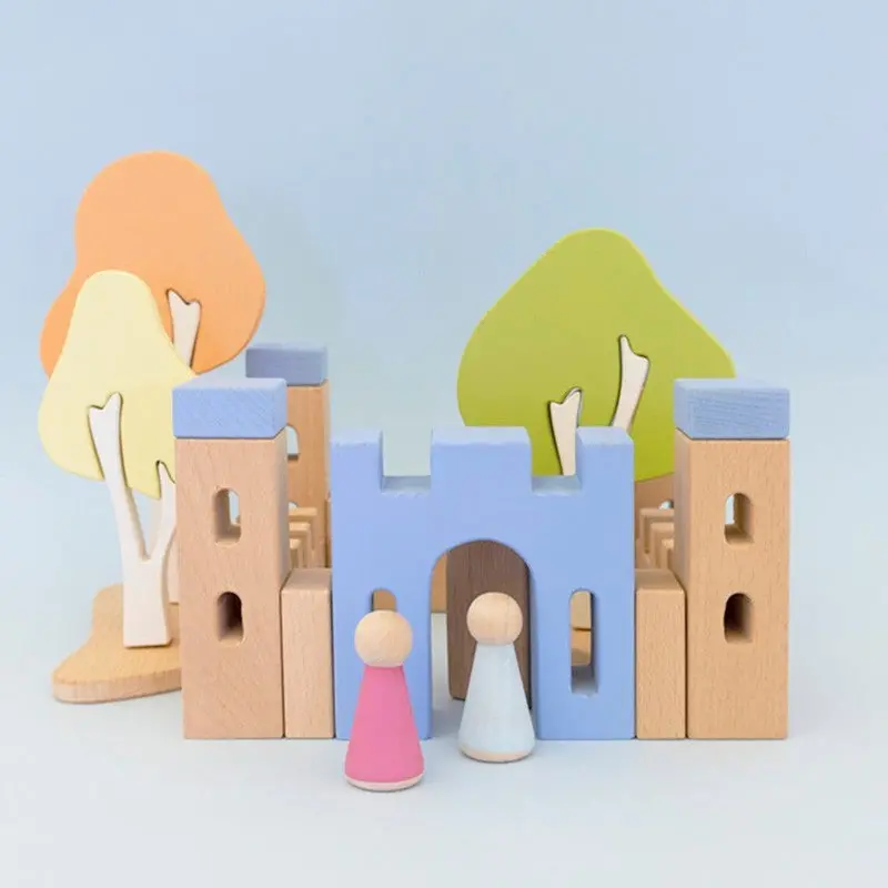Kiddies Kingdom 15 Piece Classical Castle Set Wooden Blocks For Ages 3 And Above 1