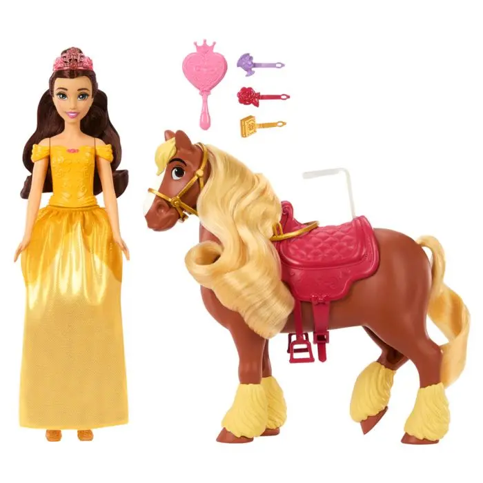 Disney Princess Belle Doll With Horse And Accessories Playset For Kids Ages 3+ 2