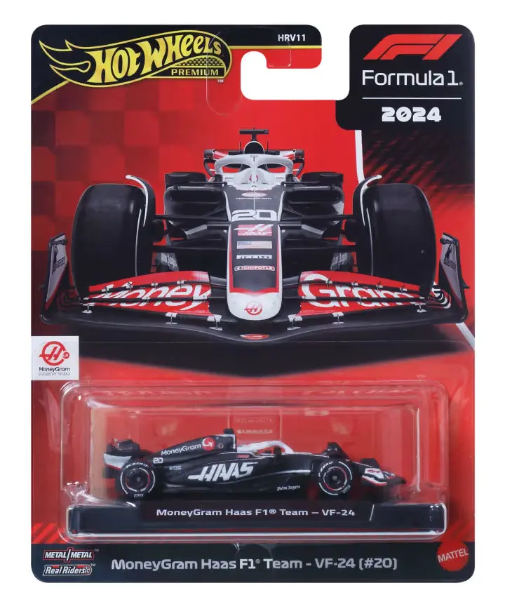 Hot Wheels Race Team Moneygram Haas F1 Vf-24 (#20) 1:64 Scale Premium Die-Cast Formula 1 Collectible Toy Race Car With Real Riders Tires & Metal/Metal Body & Chassis For Collectors 1