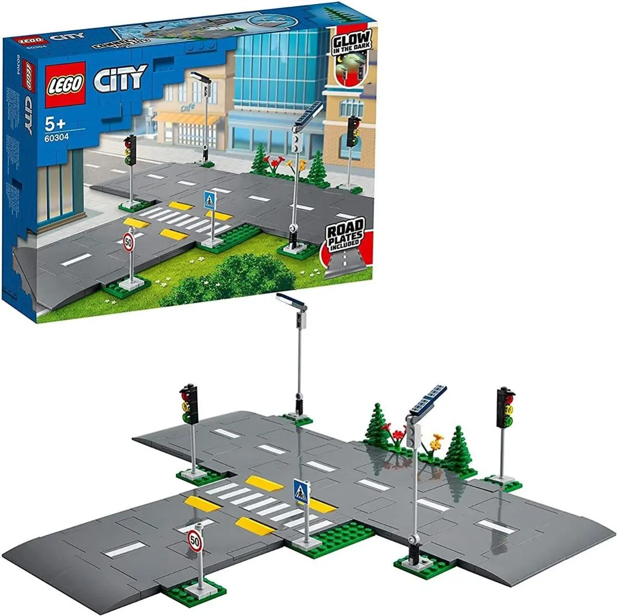 Lego City Road Plates With Traffic Lights And Glow Building Kit For Ages 5+ 1