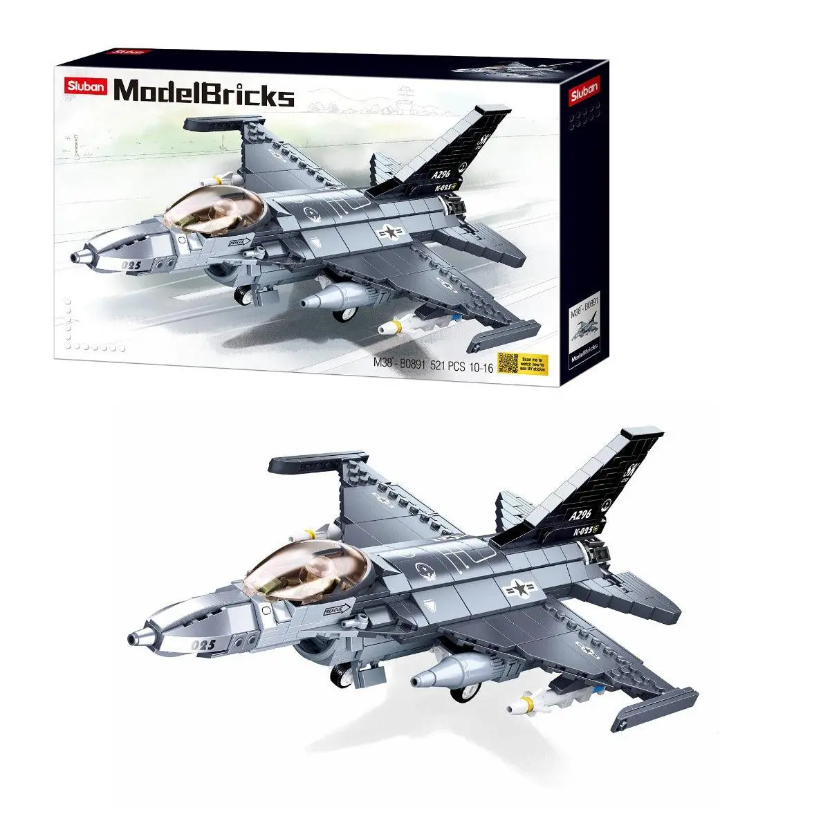 Sluban F-16C Falcon Fighter Building Blocks For Ages 10+ 1