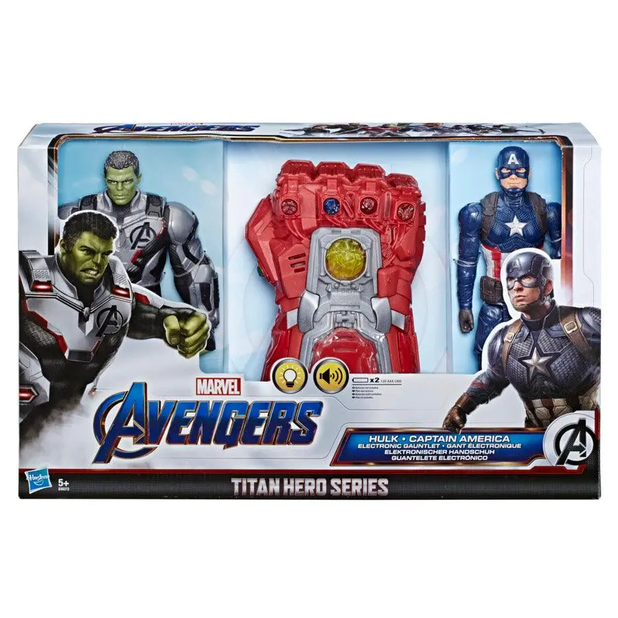 Marvel Avengers: Endgame Hulk Captain America Electronic Gauntlet Action Figure Combo Pack Roleplay Toy, Lights And Sounds, Ages 5 And Up 1