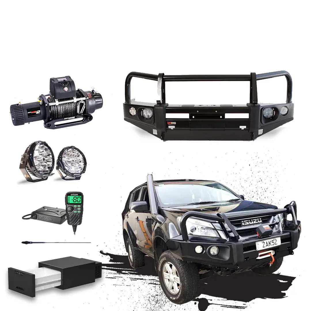 Isuzu Mux Touring Pack Suits: Mux 11/2013 - 04/2017 - Elite Bullbar, Winch, Lights, Uhf + Free Fridge 1