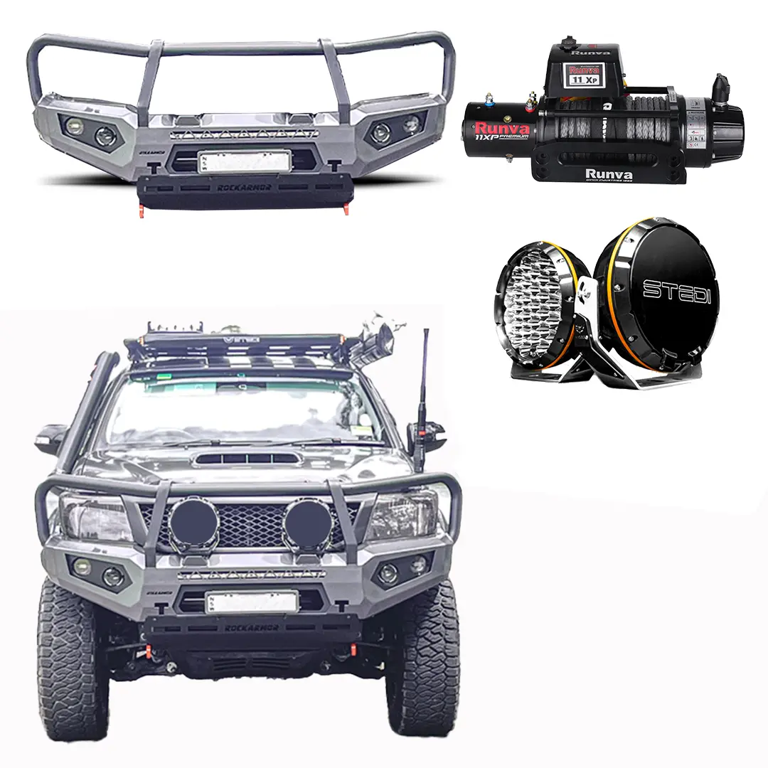 N70 Hilux Bullbar Protek Package 2011 - 2015 | Gt Bar | Runva Winch | Stedi Lights 1
