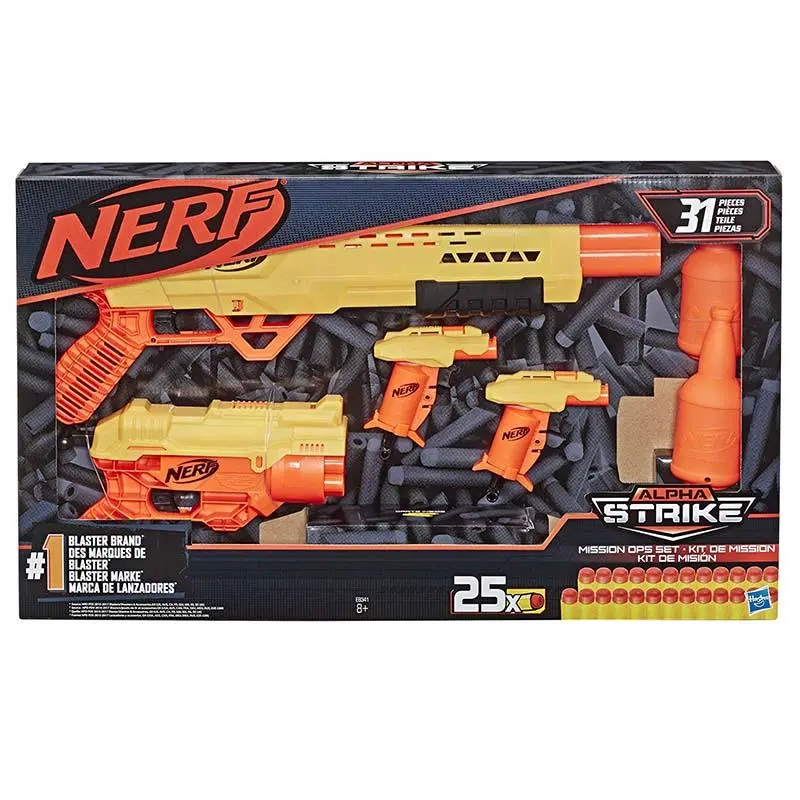 Nerf 31-Piece Alpha Strike Mission Ops Set Includes 4 Blasters, 2 Half-Targets, And 25 Official Elite Darts -- For Kids, Teens, Adults 1