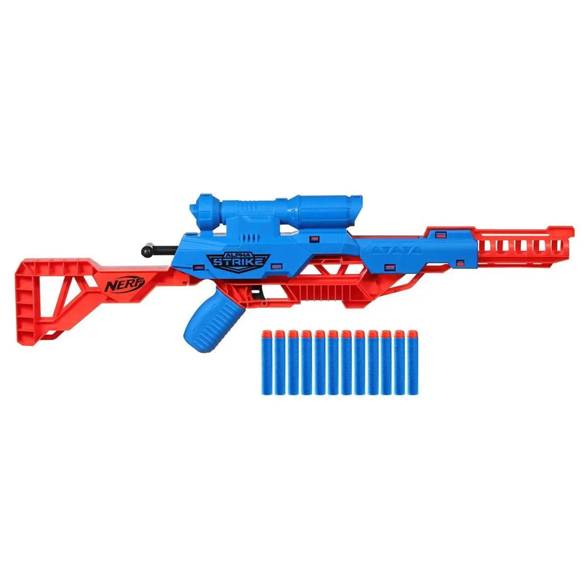 Nerf Alpha Strike Wolf Lr-1 Blaster With Targeting Scope ,12 Official Nerf Elite Darts ,Breech Load, Pump Action, Easy Load-Prime-Fire, Multicolor 1