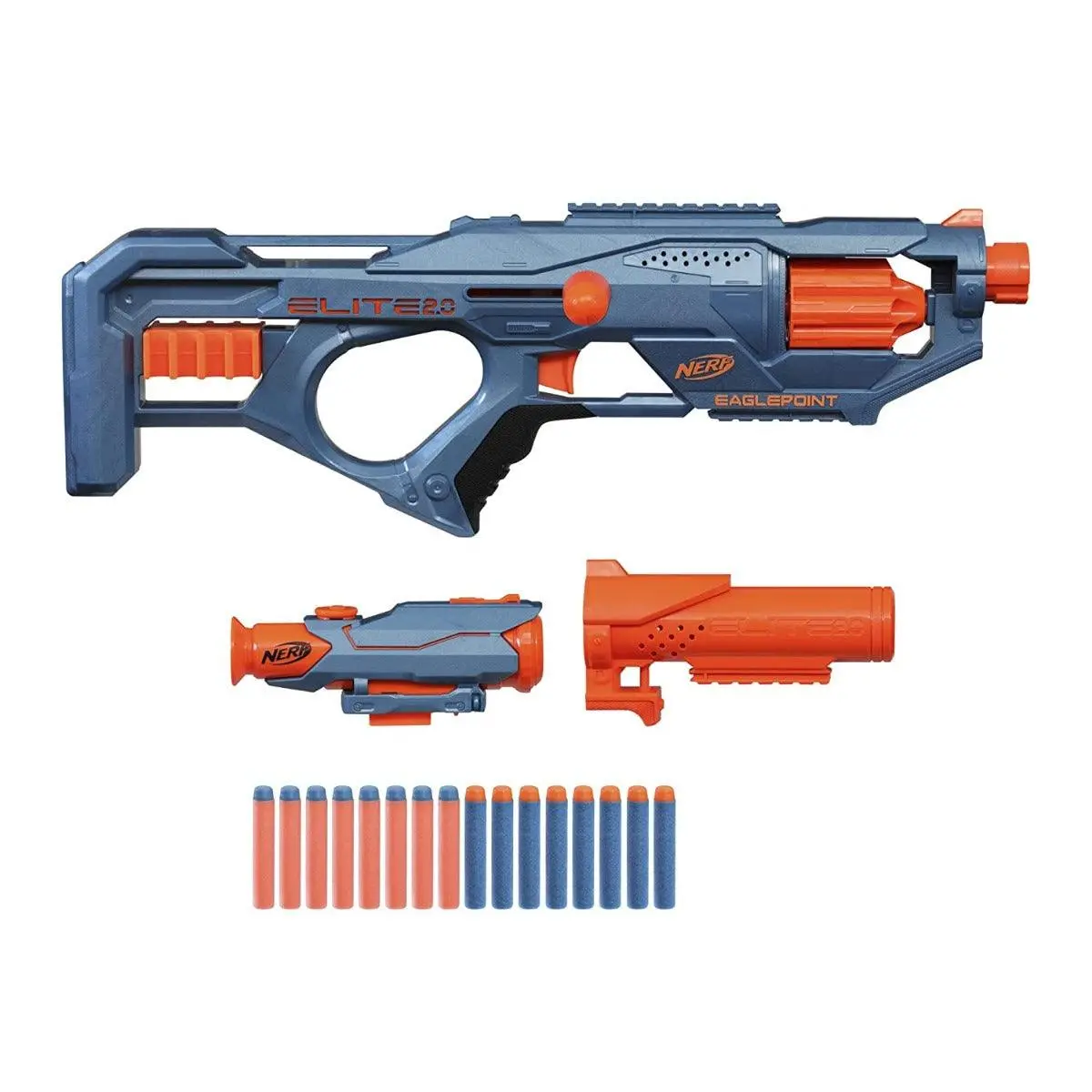 Nerf Elite 2.0 Eaglepoint Rd-8 Blaster,8-Dart Drum, Detachable Scope And Barrel, 16 Nerf Darts, Bolt Action 2
