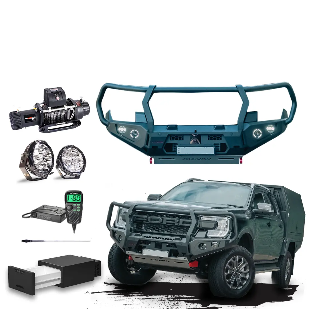 Next Gen Ranger/Everest Touring Pack Suits: Next Gen Ranger & Next Gen Everest - Bullbar, Winch, Lights, Uhf + Free Fridge 1