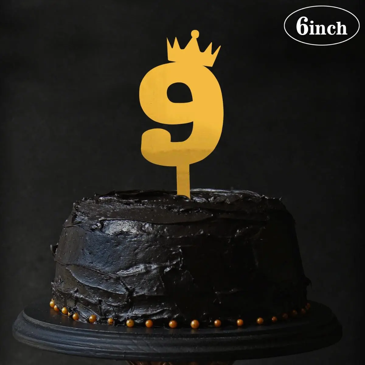Partycorp Gold Acrylic Number Nine Digit 6 Inch Cake Topper, 1 Piece 1