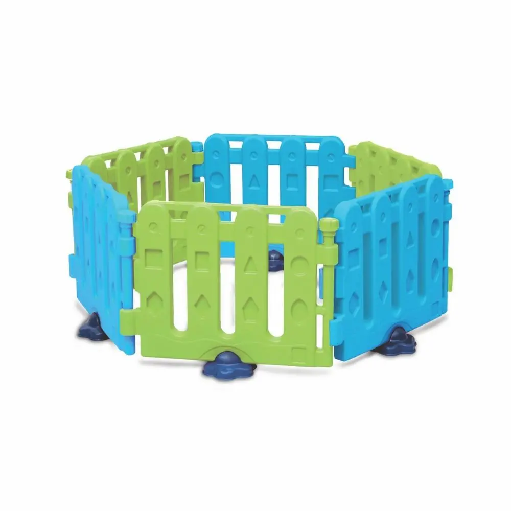 Ok Play Activity Center Play Safety Yard With 6 Panels For Kids, Parrot Green & Sky Blue, Ages 1 To 2 Years 2