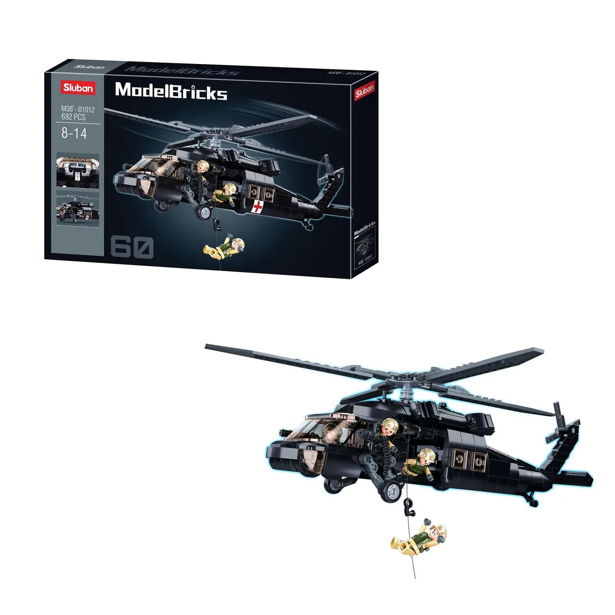 Sluban Uh-60 Black Hawk, Building Blocks For Ages 8+ 1