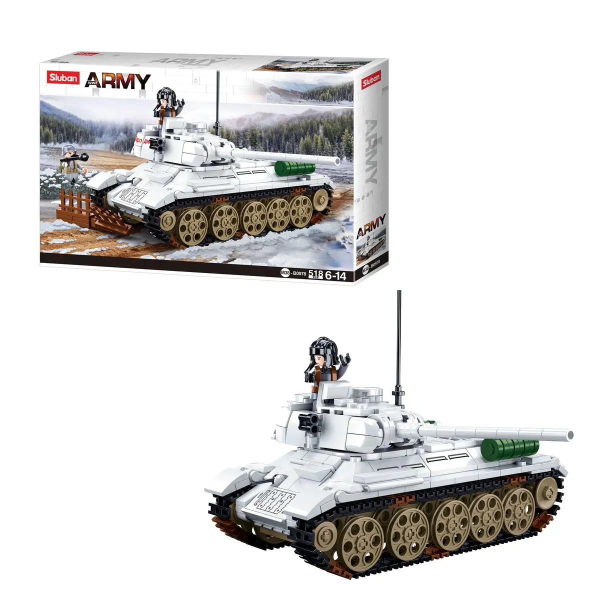 Sluban T-34/85 Medium Tank, Building Blocks For Ages 6+ 1