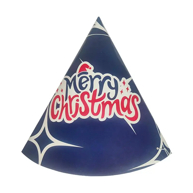 Partycorp Blue Merry Christmas Printed Paper Cone Hat, Pack Of 3 2
