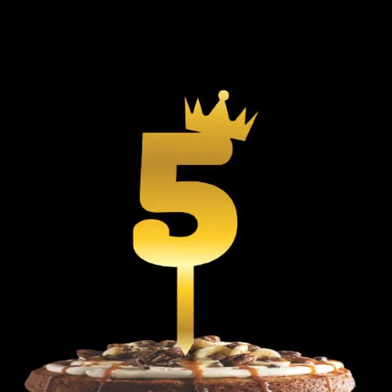 Partycorp Gold Acrylic Number Five Digit 6 Inch Cake Topper, 1 Piece 2