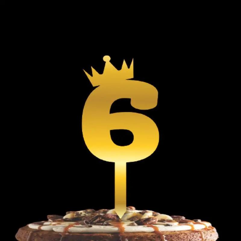 Partycorp Gold Acrylic Number Six Digit 6 Inch Cake Topper, 1 Piece 2