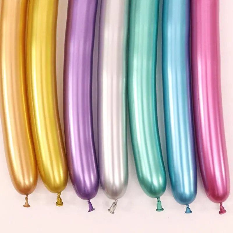 Partycorp Multi-Colour Metallic Pipe Shaped Long Chrome Balloon Party Decorations, Diy Pack Of 12 1