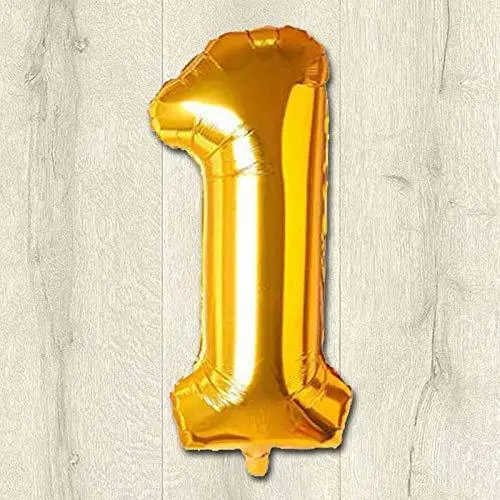 Partycorp One Number Digit Gold Foil Ballon, Diy 1 Piece 1