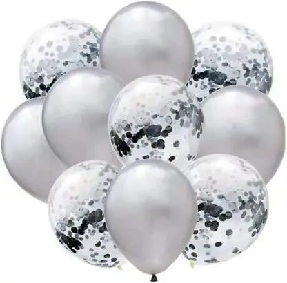 Partycorp White & Silver Confetti Balloon Bouquet, Decoration Set, Diy Pack Of 10 1