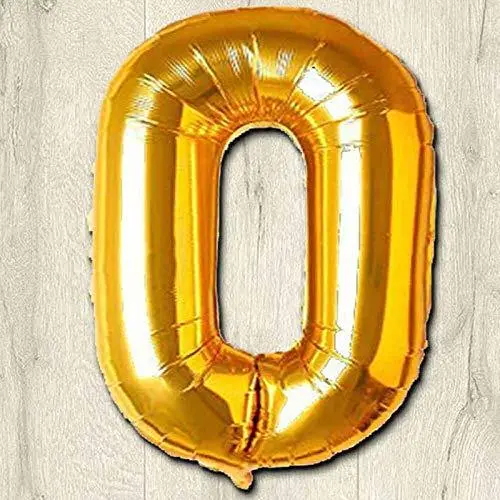 Partycorp Zero Number Digit Gold Foil Ballon, Diy 1 Piece 1